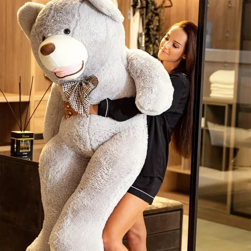 Teddyway Bobo Big Plush Teddy Bear Giant XXL, Soft Toy, 160 Cm, 63 Inches, 5.2 Feet, Gray - Teddyway