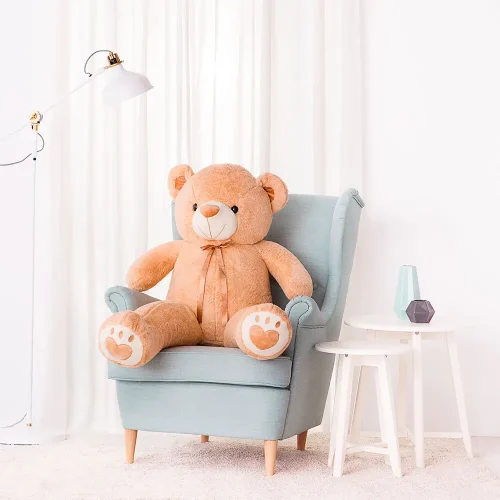 Big Plush Teddy Bear, Soft Toy, 100 Cm, 39 Inches, 3.3 Feet, Light Brown, Toto - Teddyway
