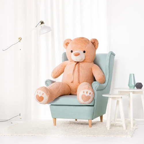 Big Plush Teddy Bear, Soft Toy, 100 Cm, 39 Inches, 3.3 Feet, Light Brown, Toto - Teddyway