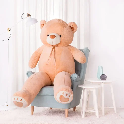 Big Plush Teddy Bear, Soft Toy, 100 Cm, 39 Inches, 3.3 Feet, Light Brown, Toto - Teddyway