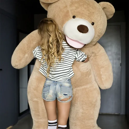 Teddyway Bobo Big Plush Teddy Bear Giant XXL, Soft Toy, 200 Cm, 78 Inches, 6.6 Feet, Light Brown - Teddyway