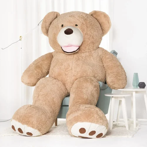 Teddyway Bobo Big Plush Teddy Bear Giant XXL, Soft Toy, 100 Cm, 39 Inches, 3.3 Feet, Light Brown - Teddyway