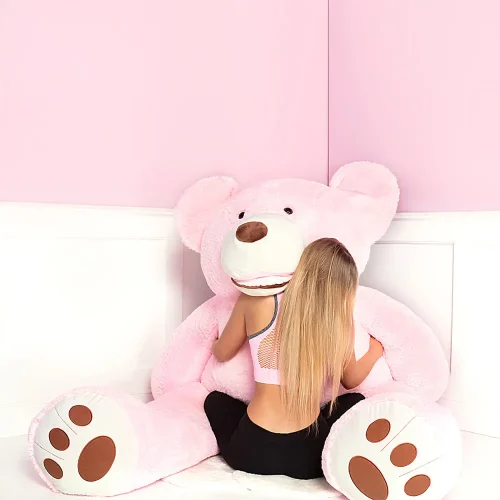 Teddyway Bobo Big Plush Teddy Bear Giant XXL, Soft Toy, 200 Cm, 78 Inches, 6.6 Feet, Pink, Bobo - Teddyway
