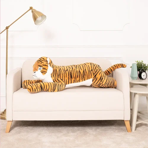 Teddyway Tino Plush Tiger, Soft Toy, 70 Cm, 27 Inches, 2.3 Feet, Yellow - Teddyway
