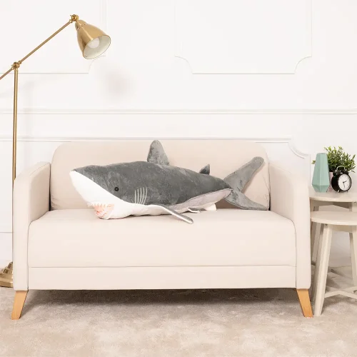 Teddyway Saho Plush Shark, Soft Toy, 90 Cm, 35 Inches, 2.9 Feet, Blue - Teddyway