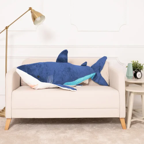 Teddyway Saho Plush Shark, Soft Toy, 90 Cm, 35 Inches, 2.9 Feet, Blue - Teddyway