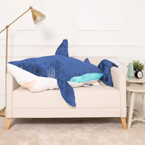 Teddyway Saho Plush Shark, Soft Toy, 90 Cm, 35 Inches, 2.9 Feet, Blue - Teddyway