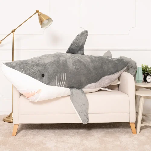 Teddyway Saho Plush Shark, Soft Toy, 90 Cm, 35 Inches, 2.9 Feet, Blue - Teddyway