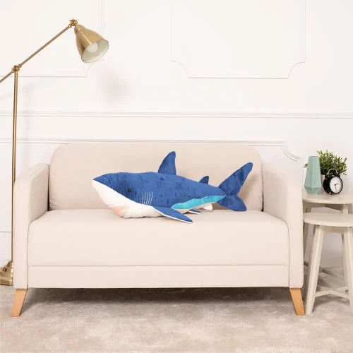 Teddyway Saho Plush Shark, Soft Toy, 90 Cm, 35 Inches, 2.9 Feet, Blue - Teddyway