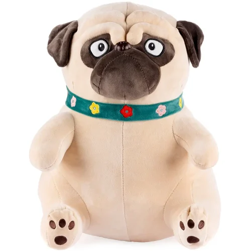 Mopi Plush Dog Pug, Soft Toy, 40 Cm, 15 Inches, 1.3 Feet, Light Brown - Teddyway