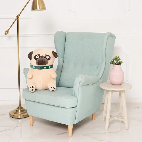 Mopi Plush Dog Pug, Soft Toy, 40 Cm, 15 Inches, 1.3 Feet, Light Brown - Teddyway