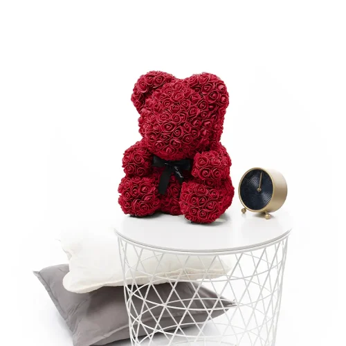 Teddyway Onis Rose Teddy Bear, Artificial Roses, Flower Gift, 25 Cm, 10 Inches, 0.8 Feet, Red - Teddyway