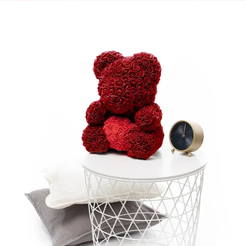 Teddyway Onis Rose Teddy Bear, Artificial Roses, Flower Gift, 25 Cm, 10 Inches, 0.8 Feet, Red - Teddyway
