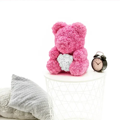 Teddyway Onis Rose Teddy Bear, Artificial Roses, Flower Gift, 25 Cm, 10 Inches, 0.8 Feet, Red - Teddyway
