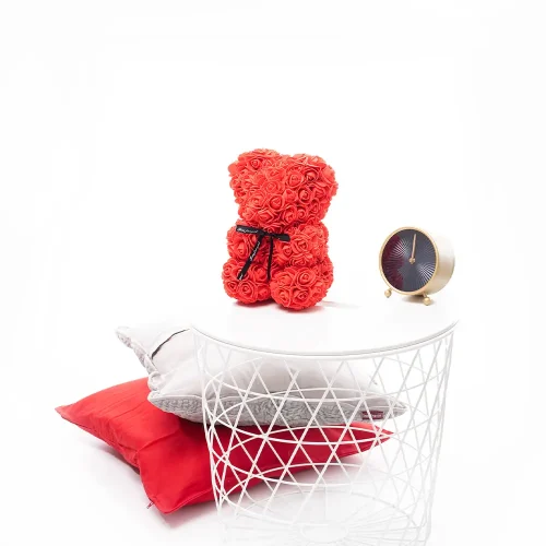 Teddyway Onis Rose Teddy Bear, Artificial Roses, Flower Gift, 25 Cm, 10 Inches, 0.8 Feet, Red - Teddyway