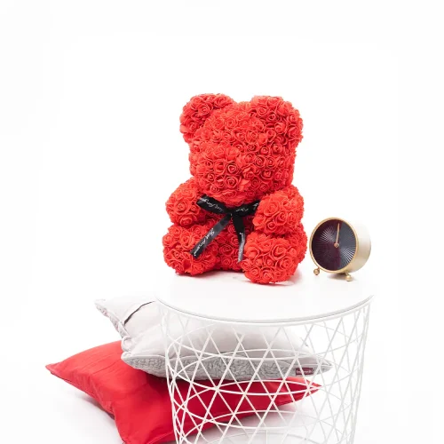 Teddyway Onis Rose Teddy Bear, Artificial Roses, Flower Gift, 25 Cm, 10 Inches, 0.8 Feet, Red - Teddyway
