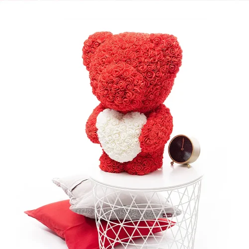 Teddyway Onis Rose Teddy Bear, Artificial Roses, Flower Gift, 25 Cm, 10 Inches, 0.8 Feet, Red - Teddyway