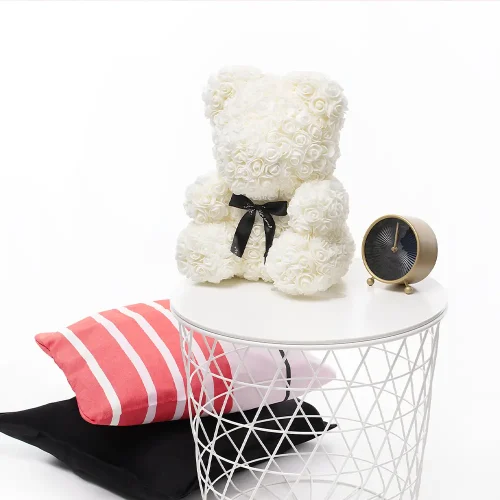 Teddyway Onis Rose Teddy Bear, Artificial Roses, Flower Gift, 25 Cm, 10 Inches, 0.8 Feet, Red - Teddyway