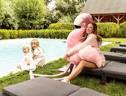 Big cuddly flamingos